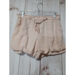 Aerie Womens Pink Scalloped‎ Hem Drawstring Casual Shorts